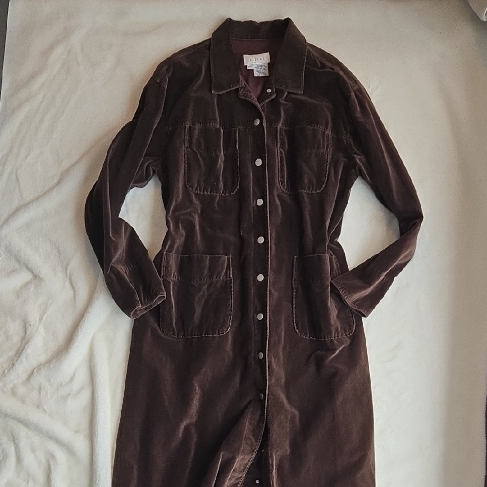 Vintage J. Jill petite medium brown velvet Button-Up Dress